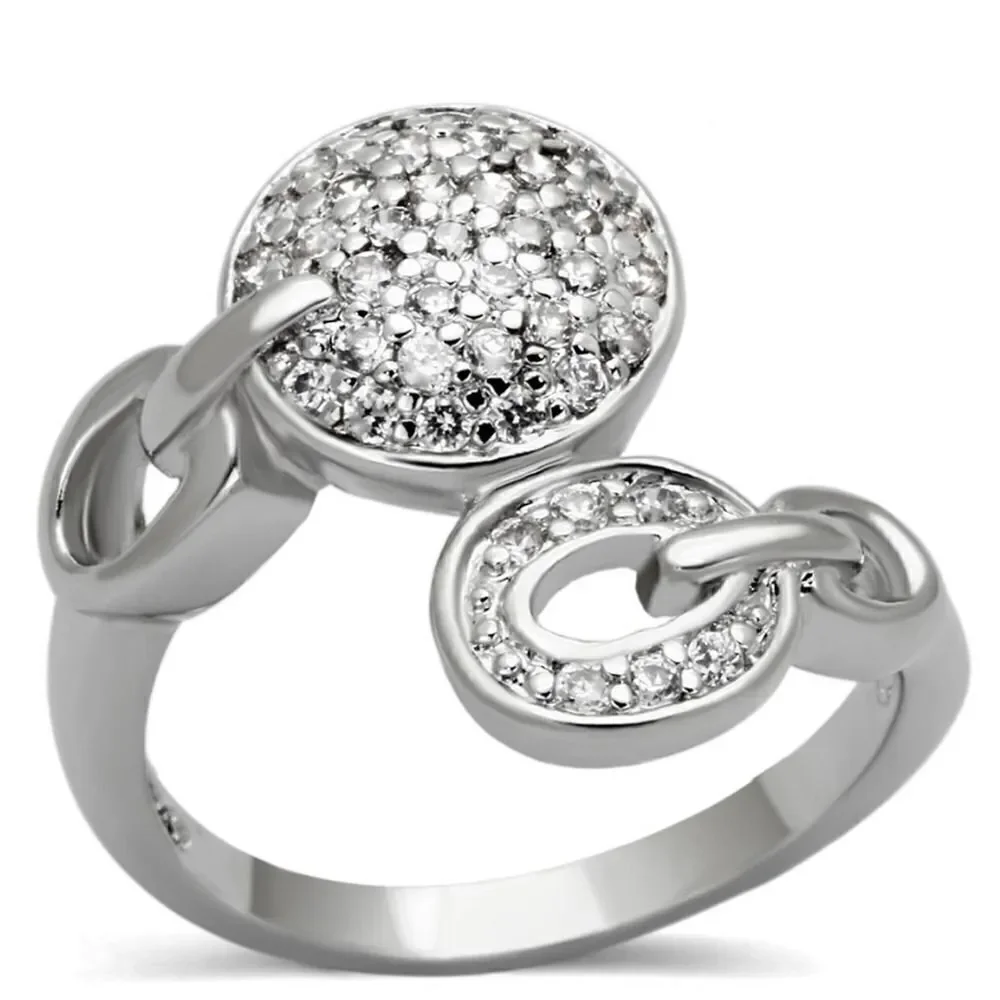 Brass and Rhodium AAA Grade CZ Silver Ring Sizes 5,6